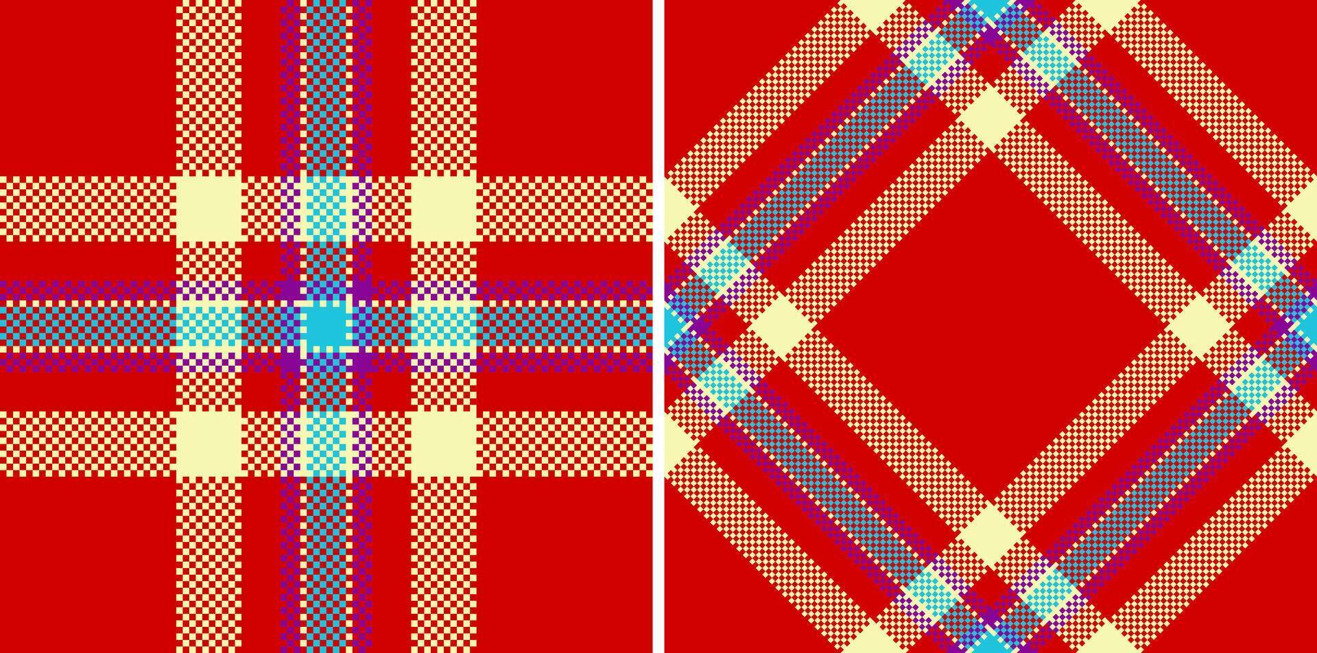 Fabric background of textile tartan texture with a pattern check seamless plaid. Set in rainbow colors for school uniform trends. vector