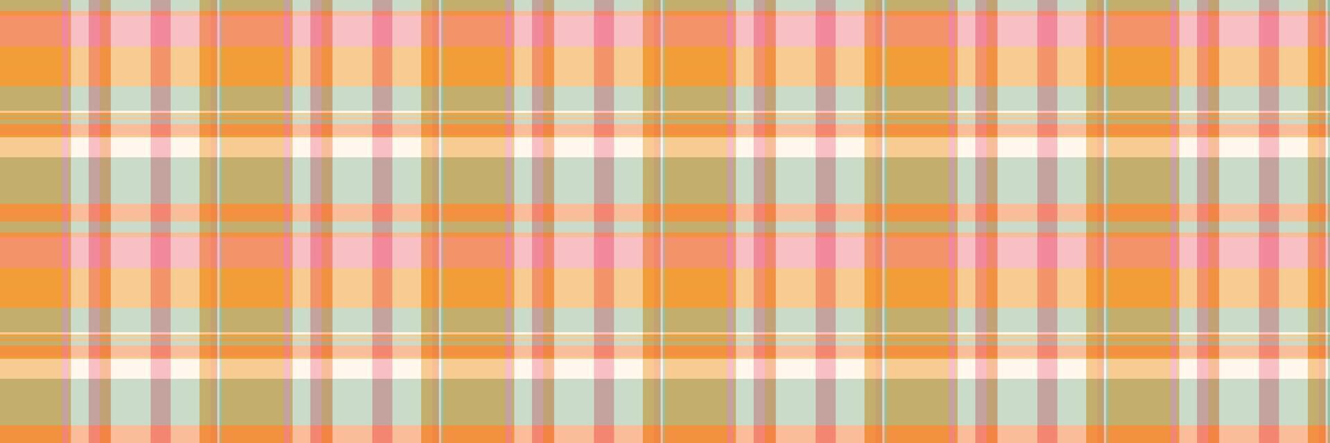 Multicolored fabric texture, premium background tartan seamless. Girl plaid pattern textile check in orange and light colors. vector