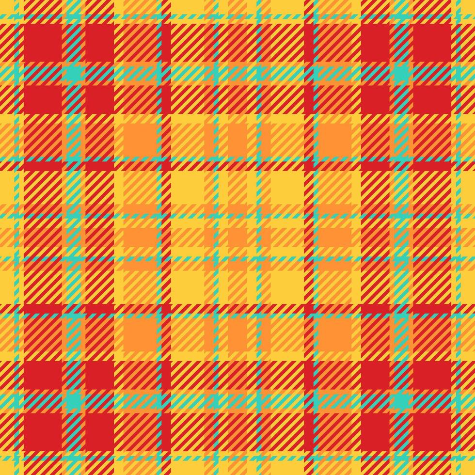 Spanish fabric texture tartan, scottish textile check. Backdrop background seamless plaid pattern in amber and red colors. vector