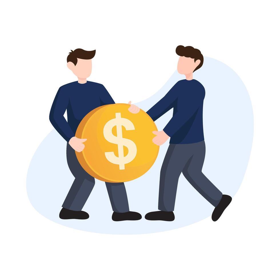 Illustration of collaboration business characters, cooperation. teamwork illustration. Modern simple flat design , for startup entrepreneurs vector