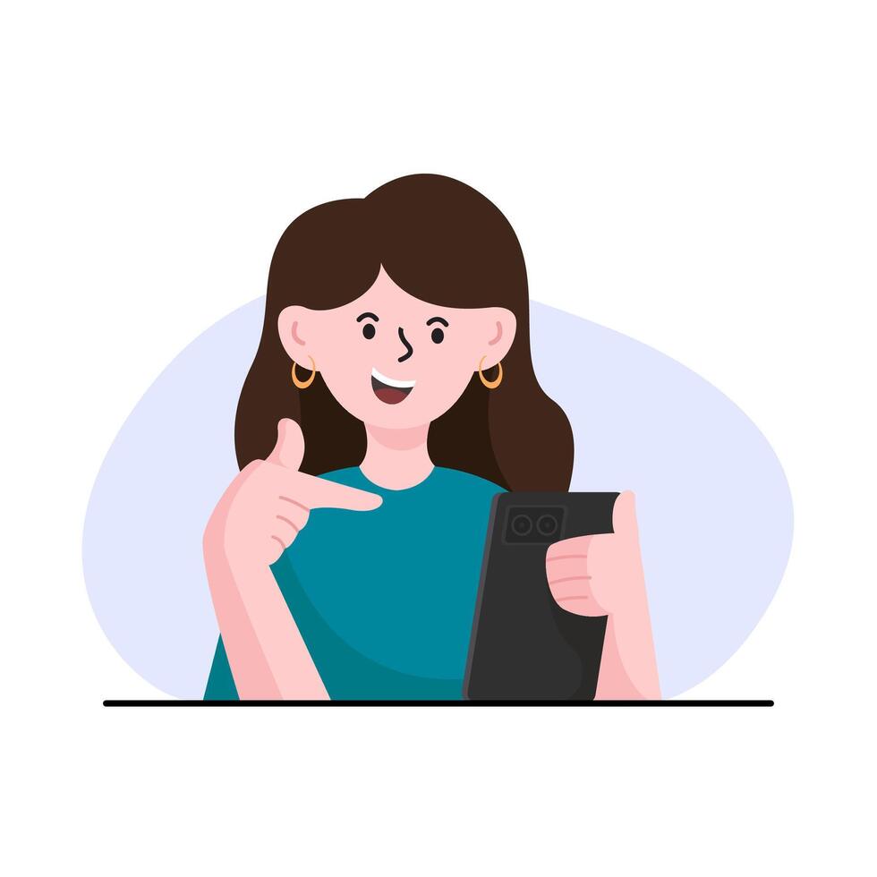 Young People use Smartphones, for Chatting, online shopping, creating content, digital entrepreneurs vector
