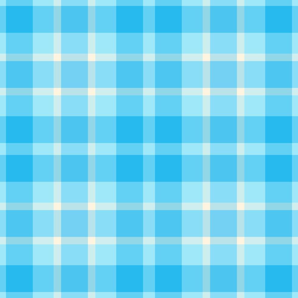 Repeating seamless fabric pattern, kind plaid background. Small texture textile tartan check in cyan and light colors. vector