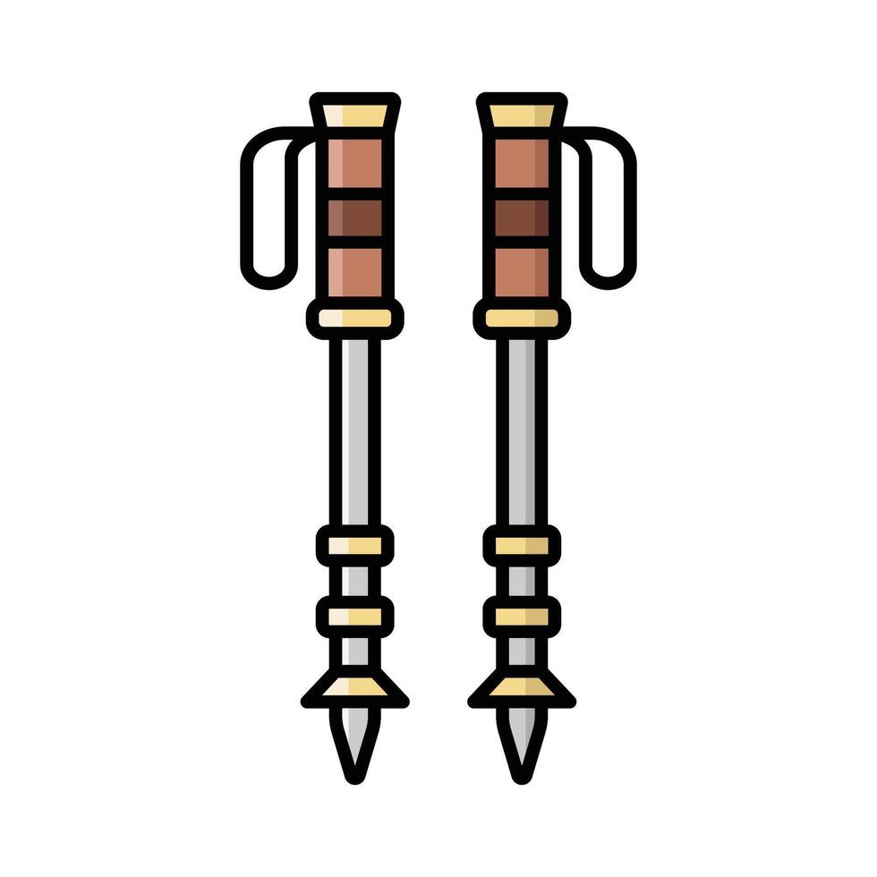 Trekking Pole Icon Set vector