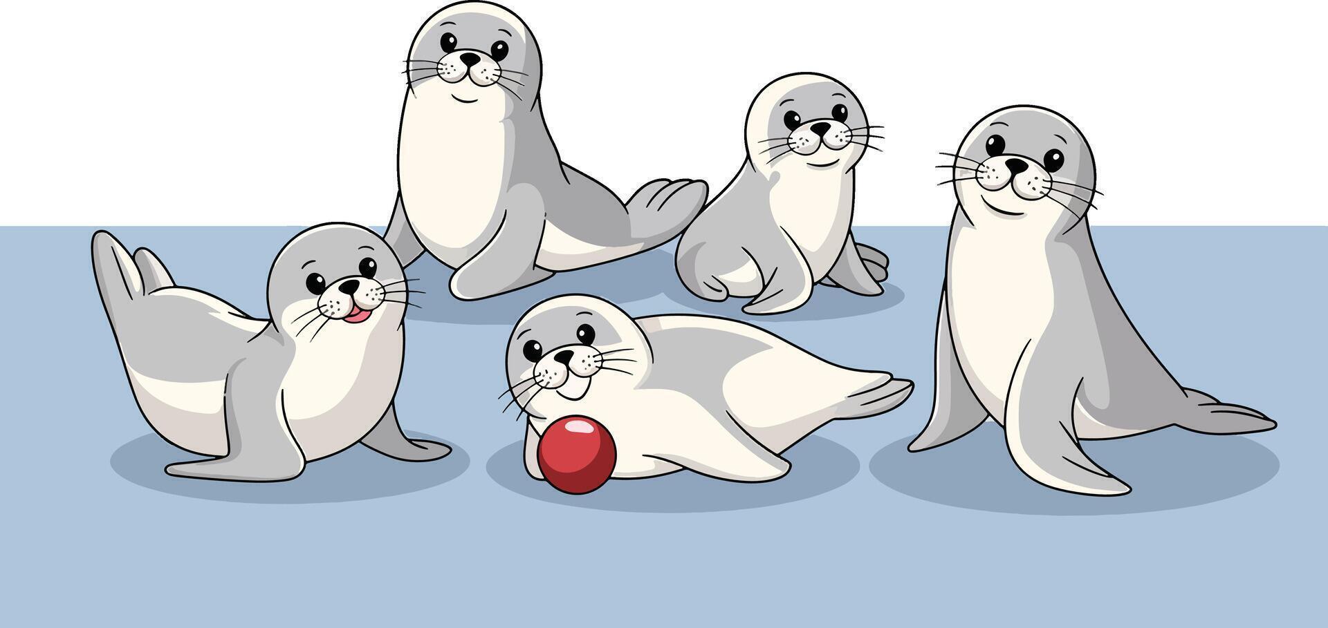 Playful Seal Pups vector