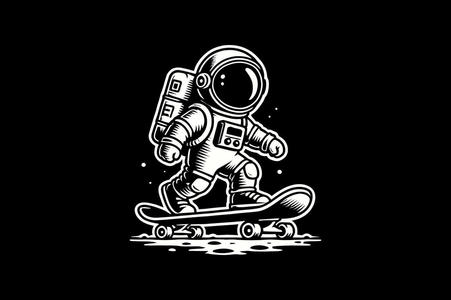 an astronaut riding a skateboard in space vector