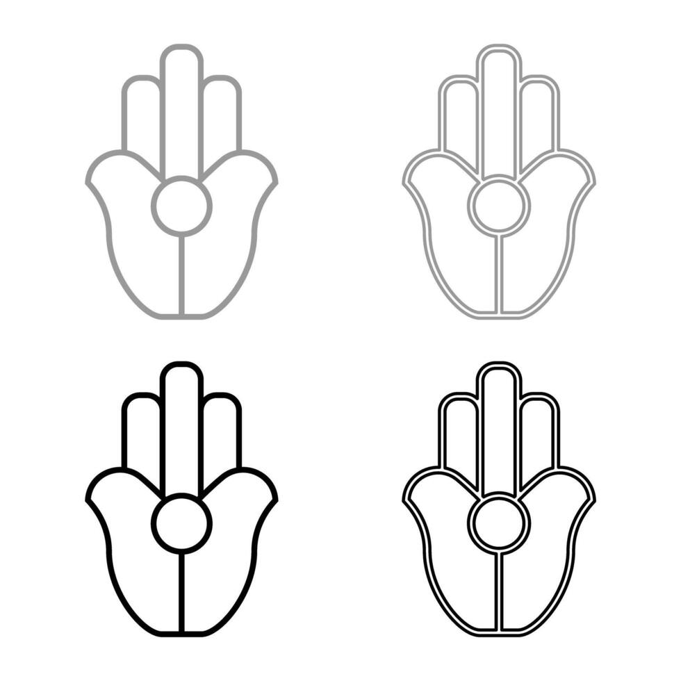 Symbol Natib Qadish Kappu palm Hamsa Levantian neo paganism neopaganism religious symbol Hand indian paganism set icon grey black color solid fill outline contour line thin style vector