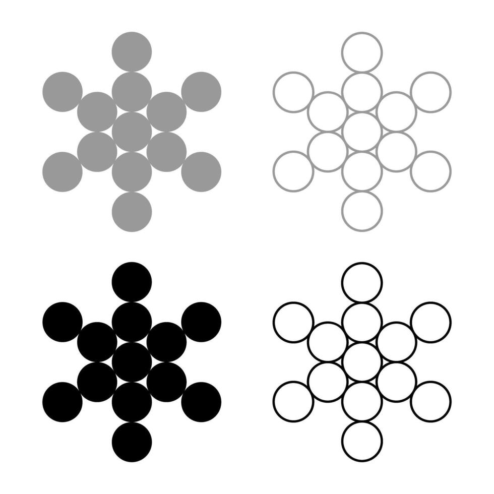Fruit of life symbol Sacred geometry set icon grey black color solid fill outline contour line thin style vector