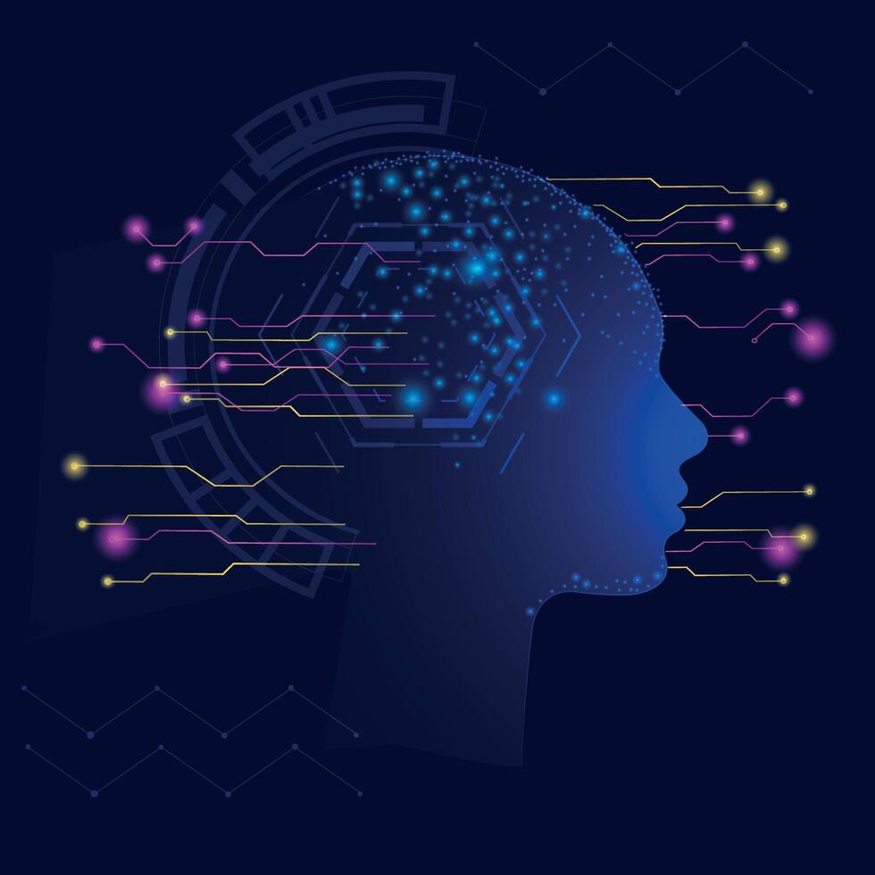 Artificial Intelligence concept. Creative brain concept background. Technology web background. Big data and artificial intelligence concept vector
