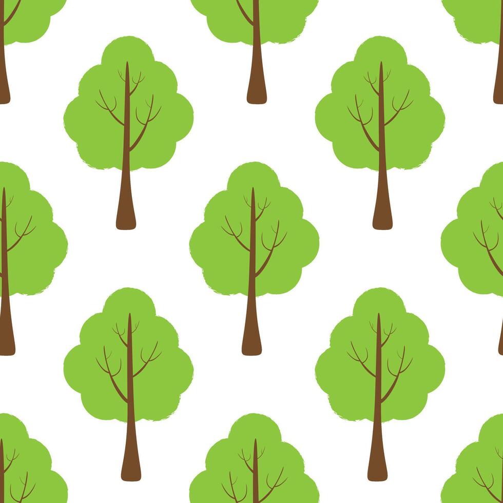 Seamless pattern with white green trees in white background vector