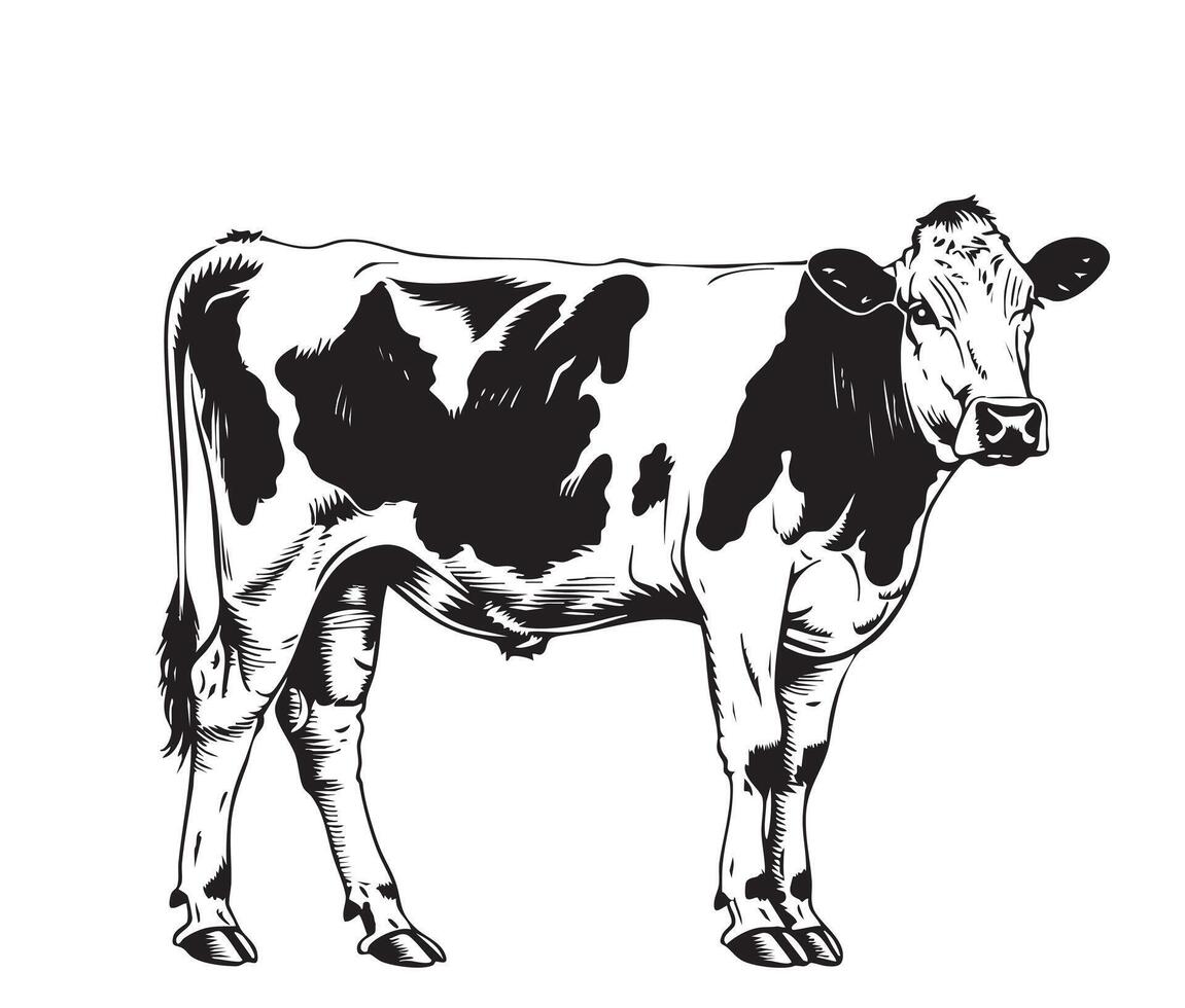 sketches of cows drawn by hand. livestock. cattle. animal grazing vector