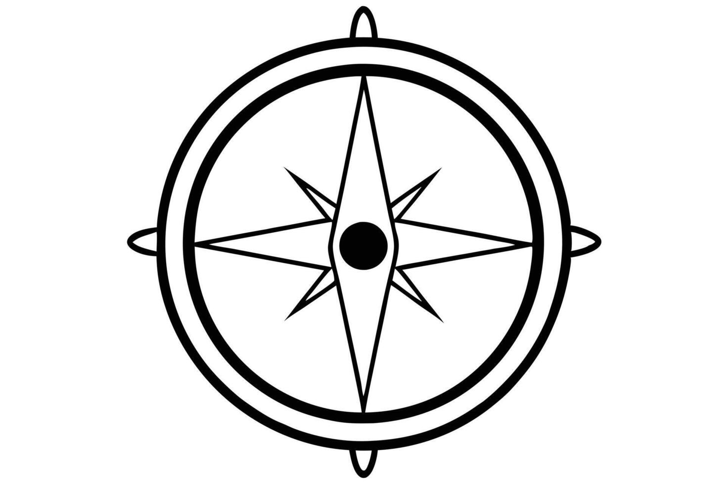 Simple black and white compass graphic for design projects. vector