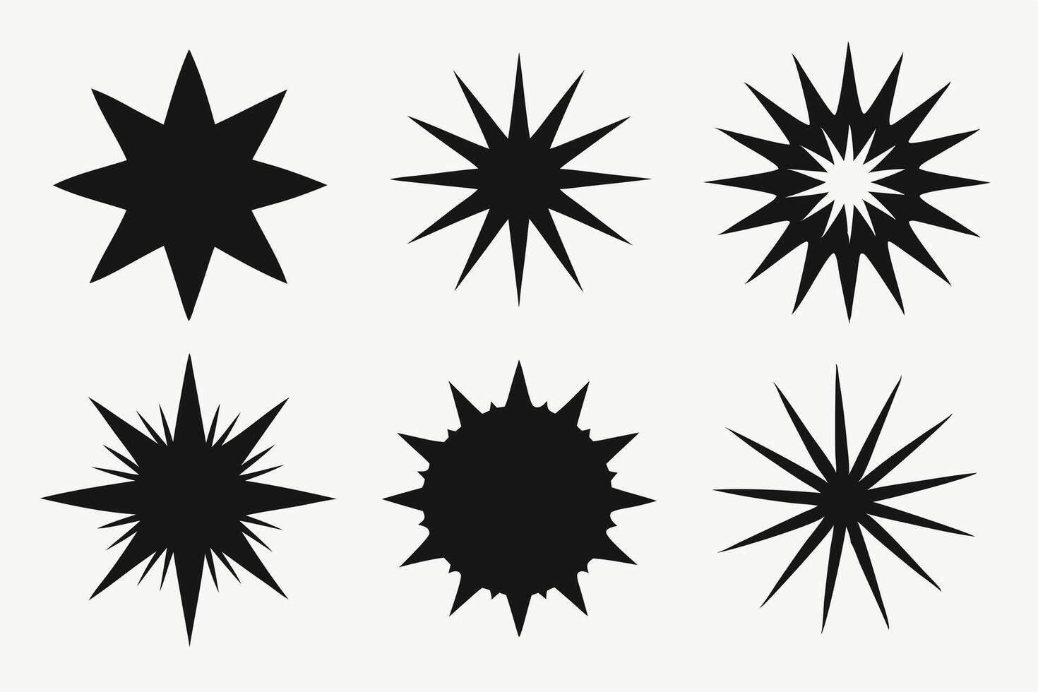 Six Starburst Icons in Adobe Illustrator vector