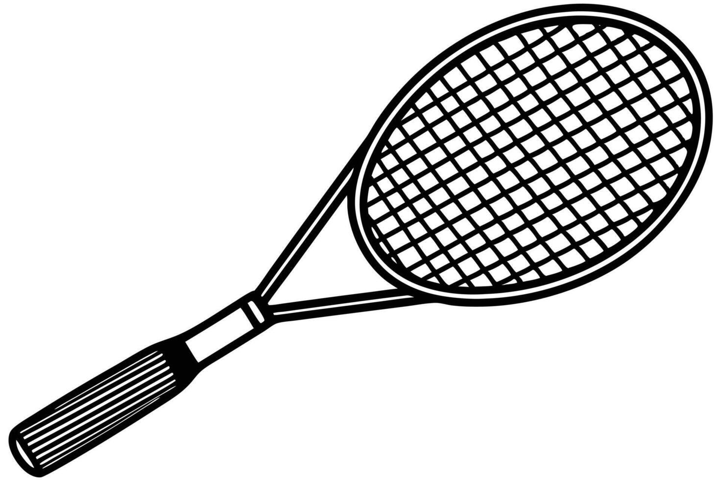 Black and white tennis racket graphic design. vector