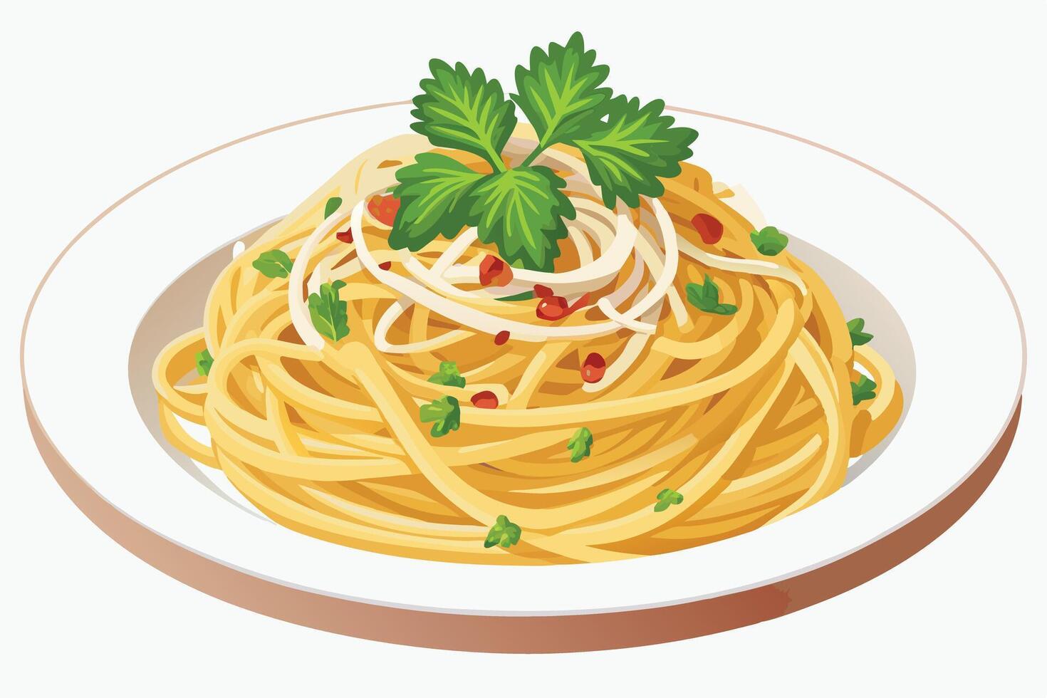 Delicious spaghetti dish illustration, perfect for food-related projects. vector