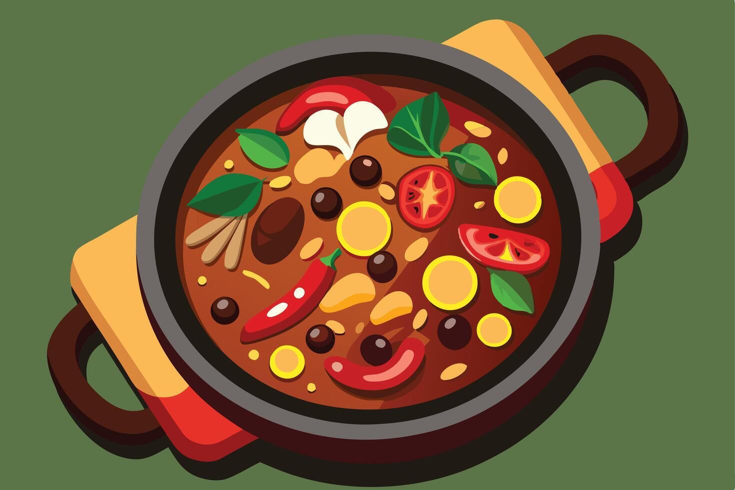 A Illustration of a Hearty Stew in a Pan vector