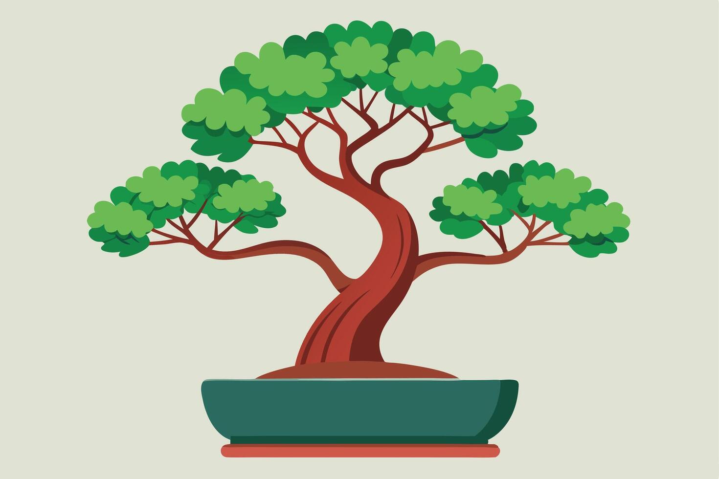Vibrant Bonsai Tree Illustration in Adobe Illustrator vector