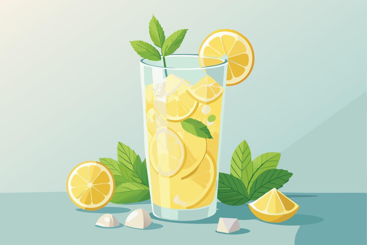 A refreshing illustration of Lemon Iced Tea. vector