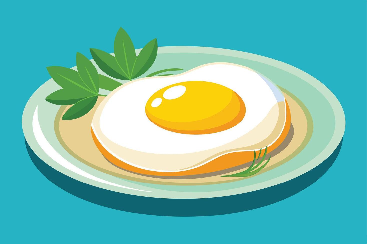 A Delicious Fried Egg on a Plate, Illustration vector
