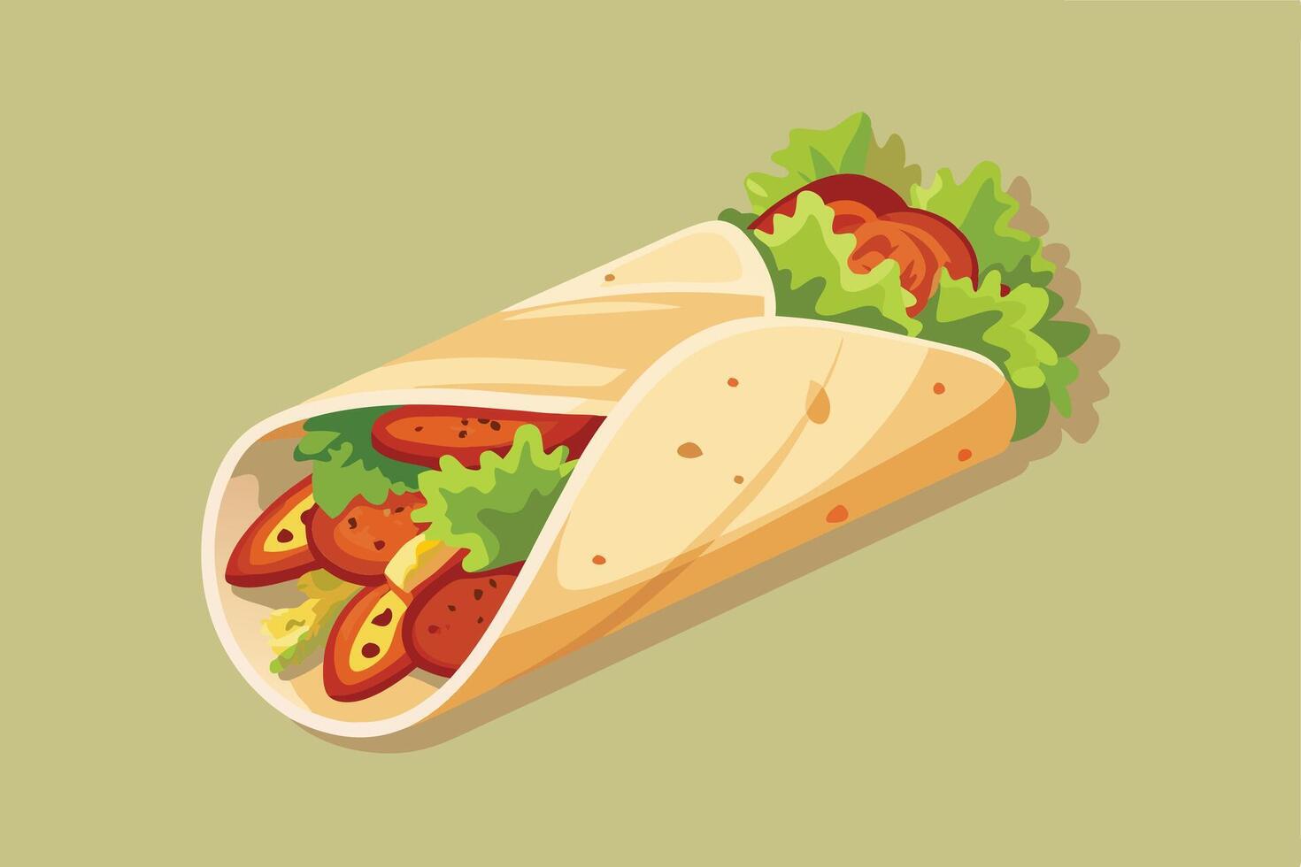 Cartoon Illustration of a Delicious Filled Wrap vector