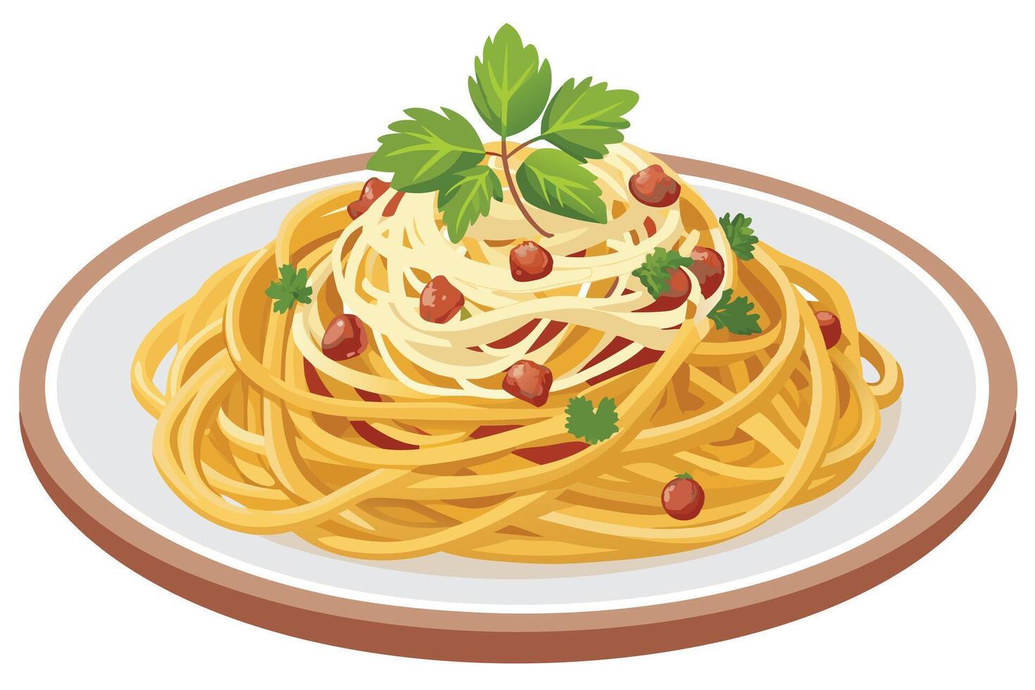 A Delicious spaghetti dish illustration, perfect for food-related projects. vector
