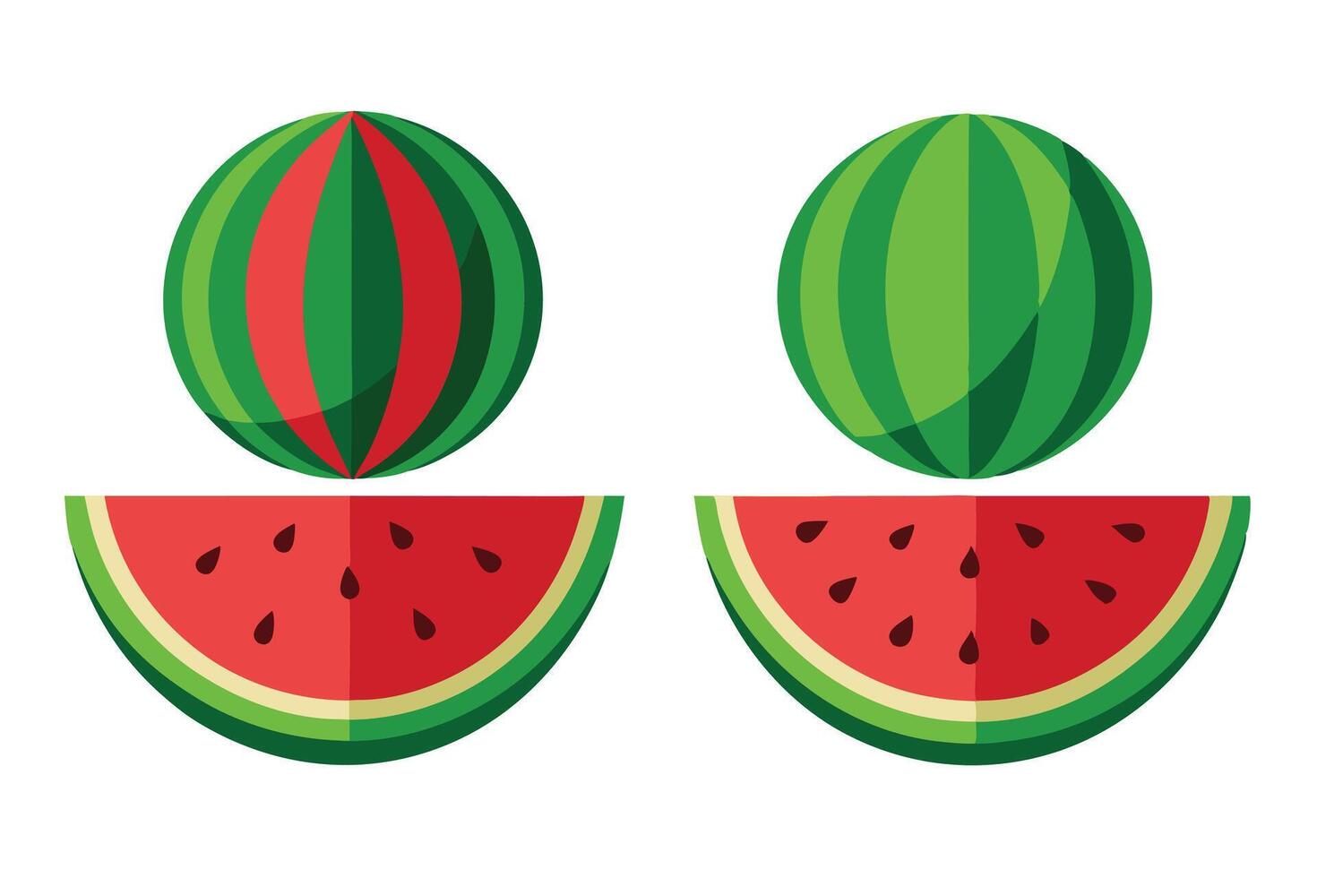 Colorful Watermelon Illustration Set for Summer Design vector