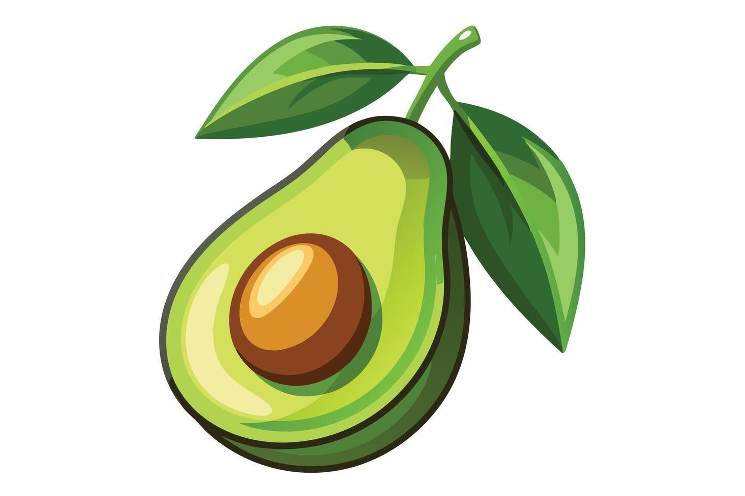 Illustration of a Halved Avocado with Leaves vector