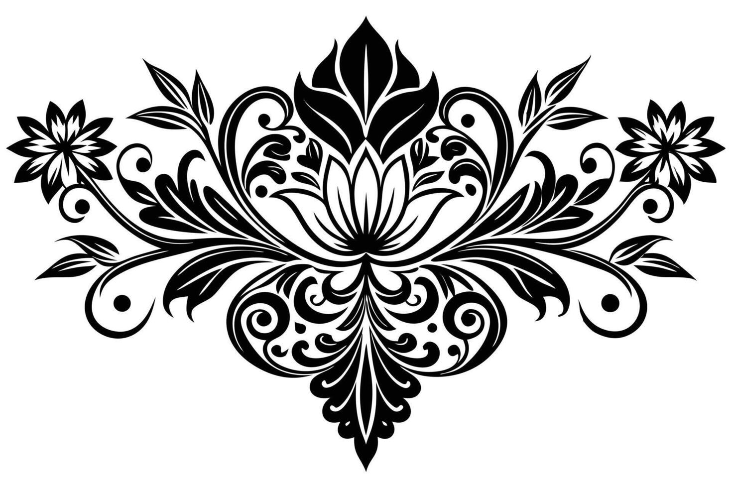 A Black and White Damask Floral Design vector