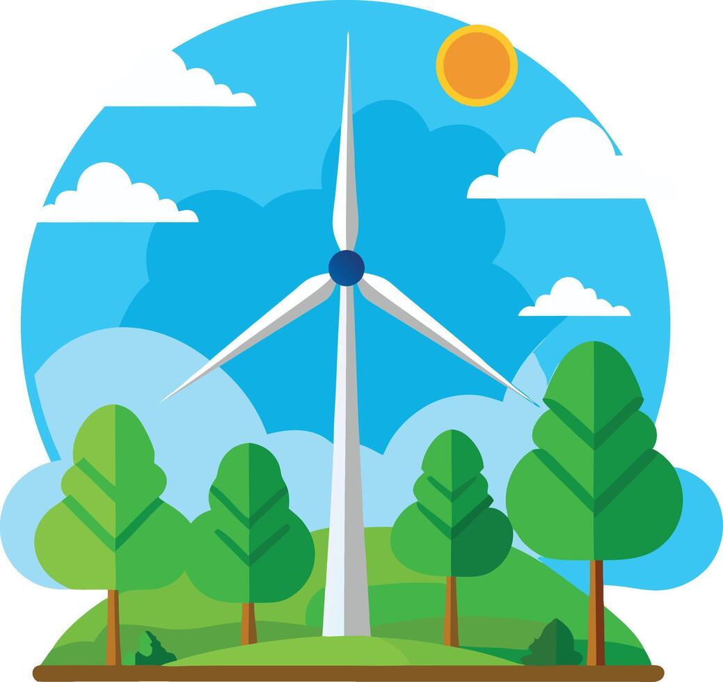 Green Energy Wind Turbine vector