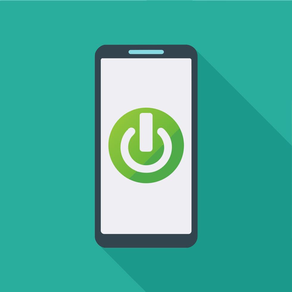 Mobile Phone with Green Power Icon vector