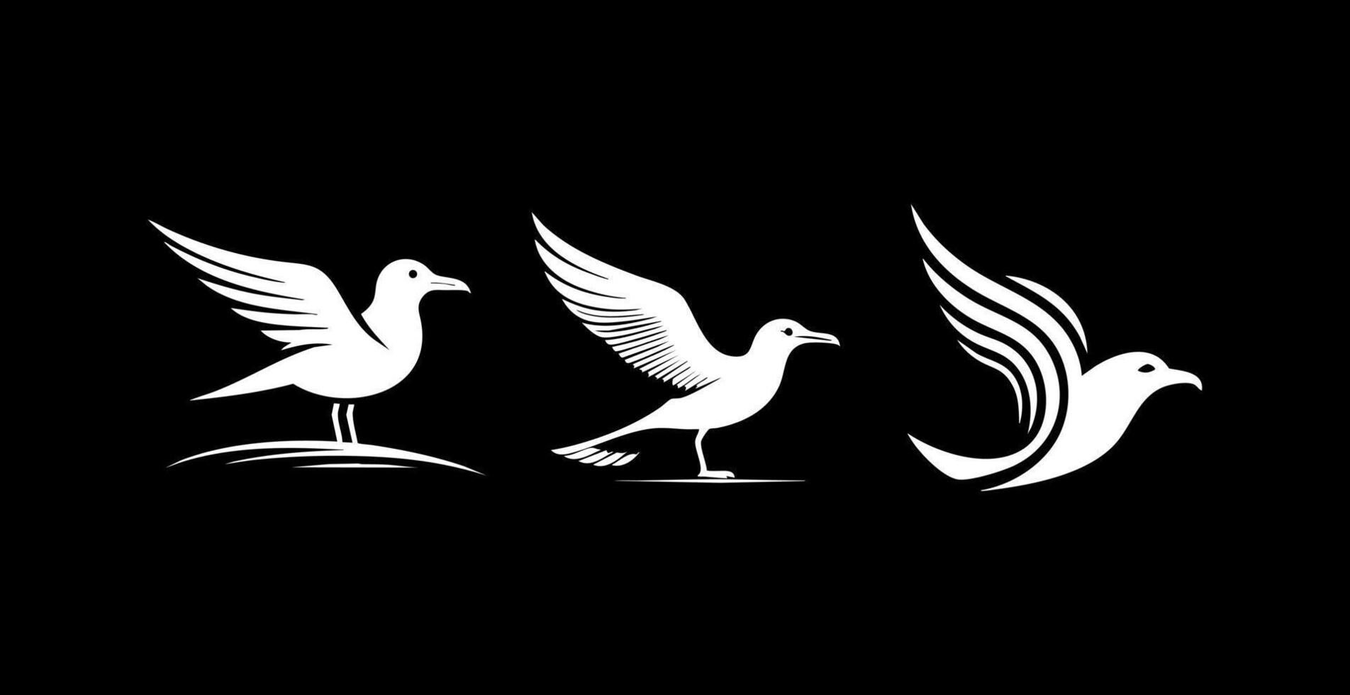 Seagul Logo Black and White vector
