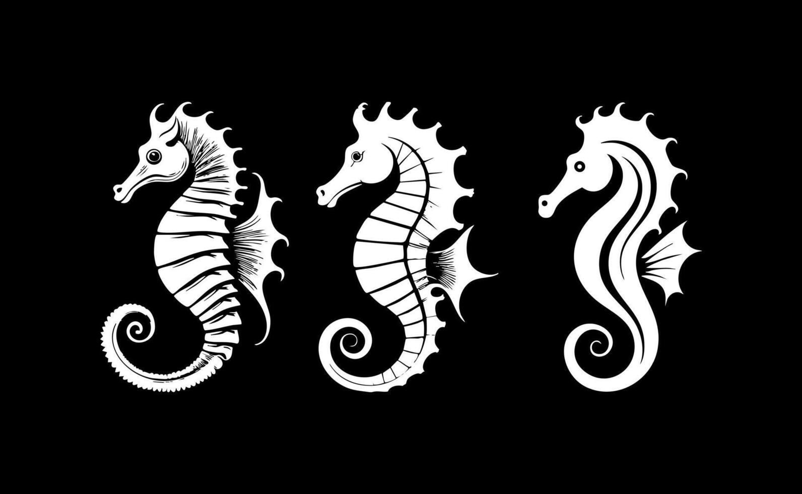 Seahorse Logo Black and White vector