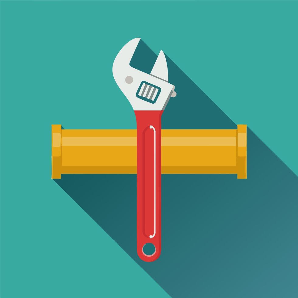 Pipe with Wrench Cartoon vector