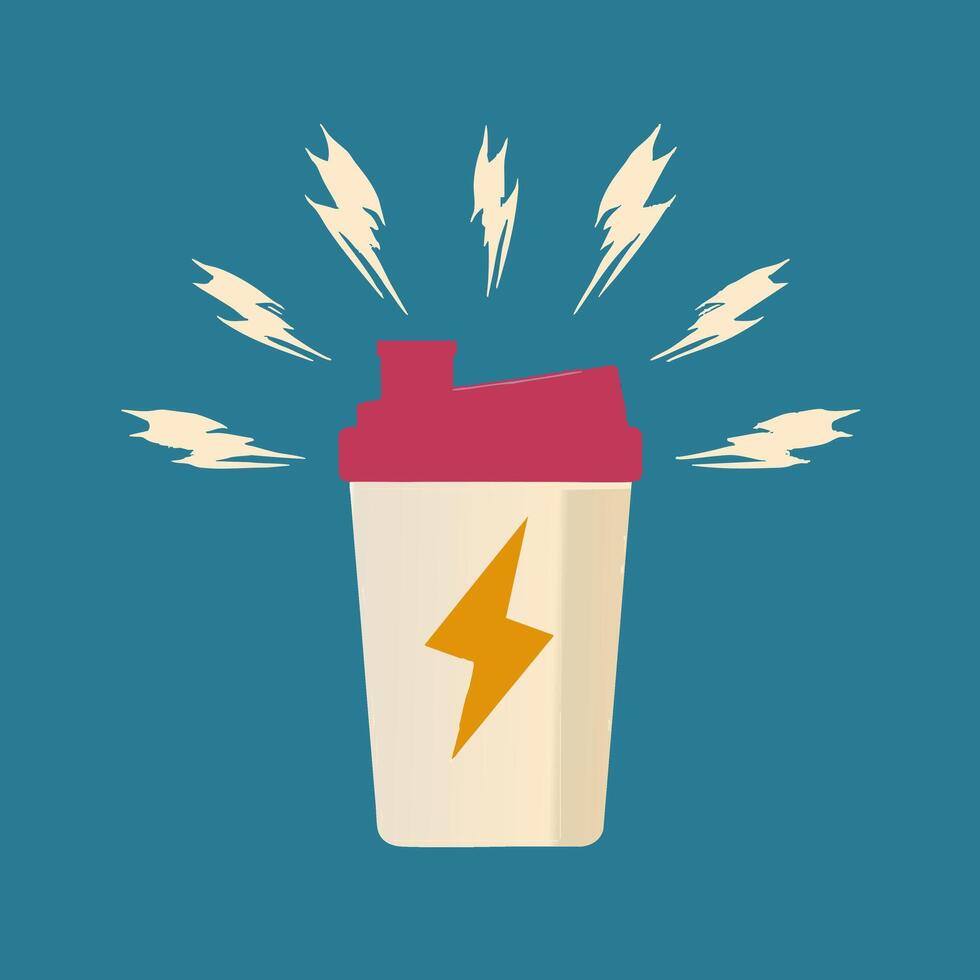 Protein Shake with Lightning vector