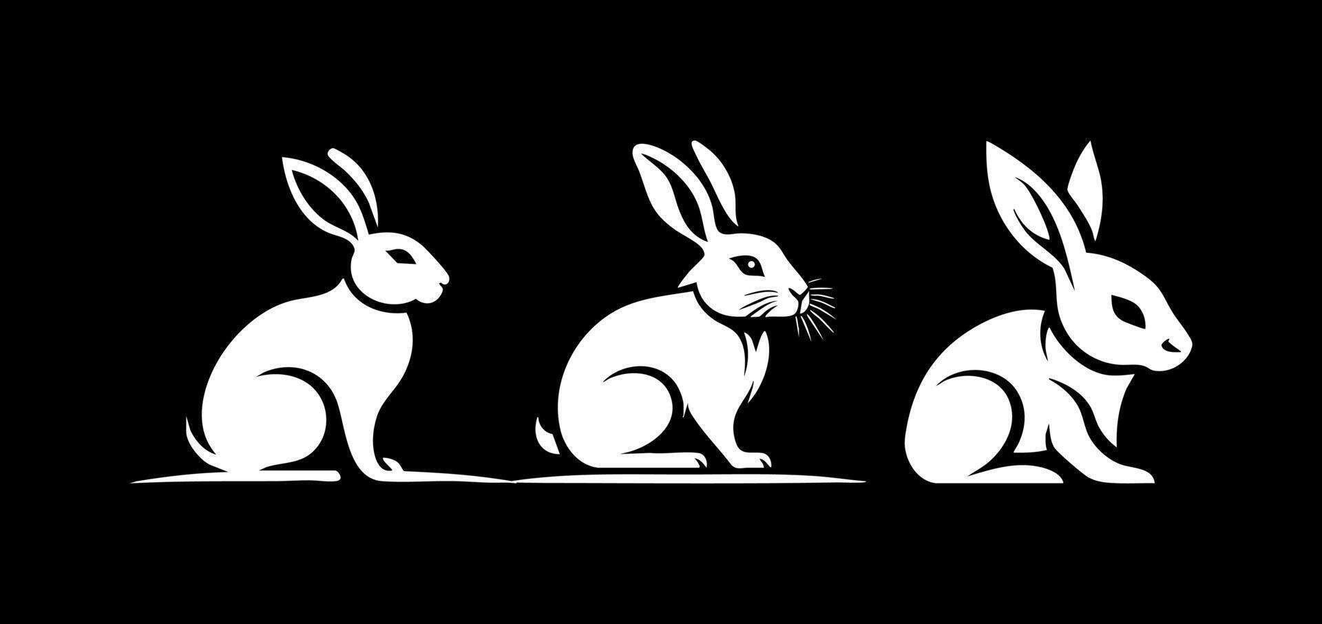Rabbit Logo Black and White vector