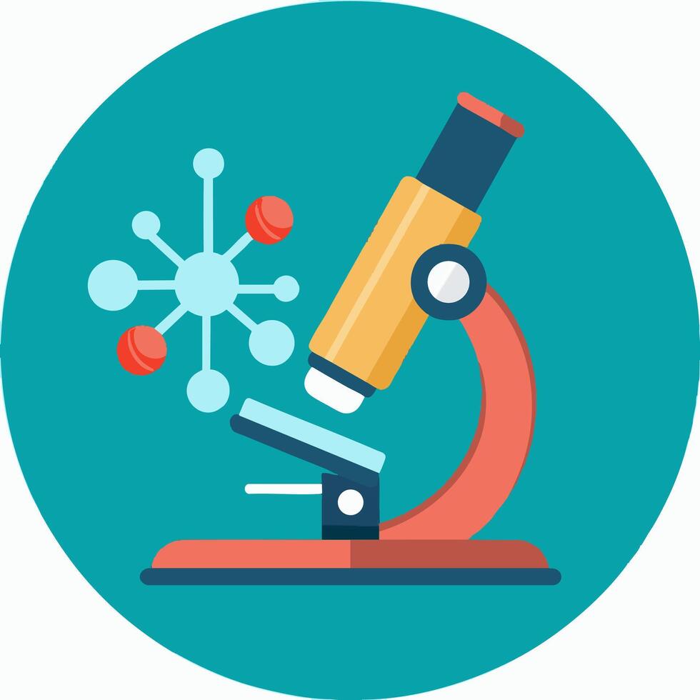 Microscope with Molecules Cartoon vector