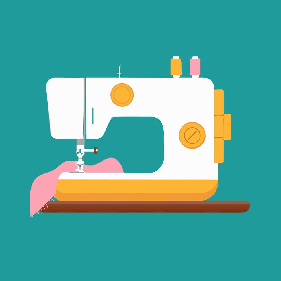 Sewing Machine with Fabric vector