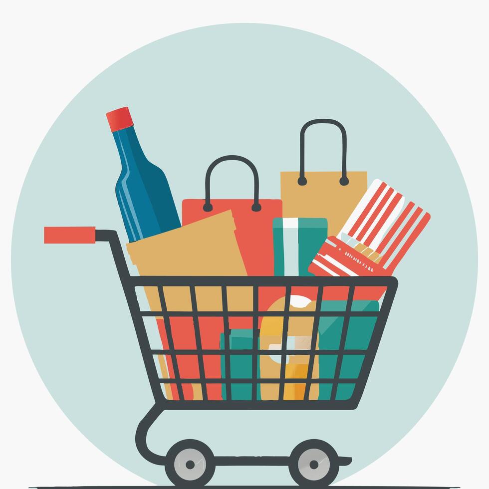 Shopping Cart with Items vector