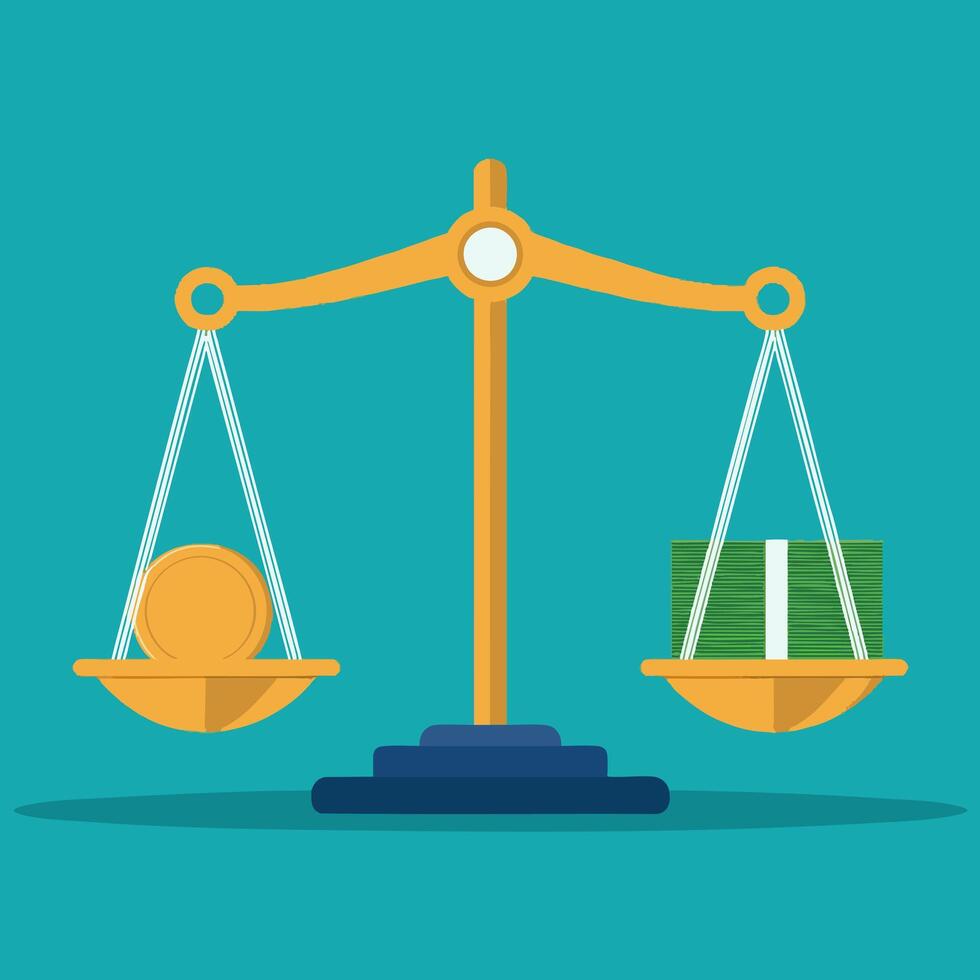 Scales with money on both sides vector