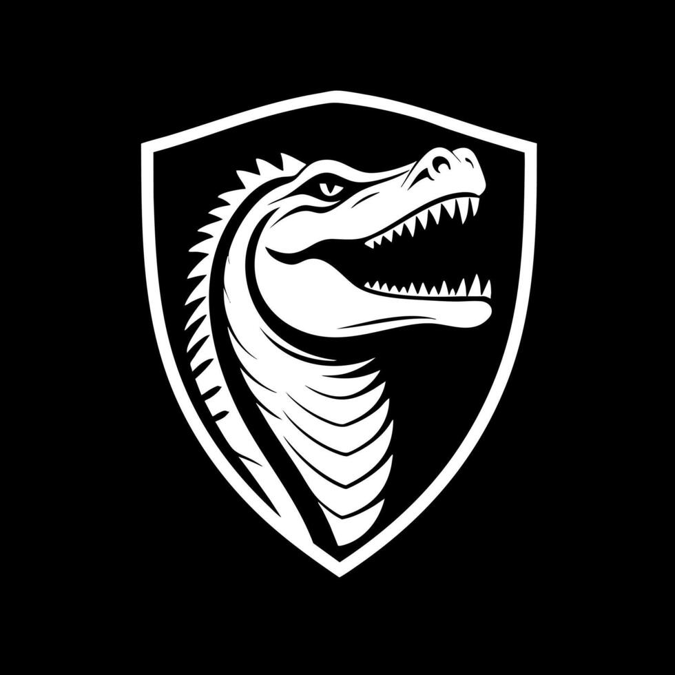 crocodile angry in shield vector