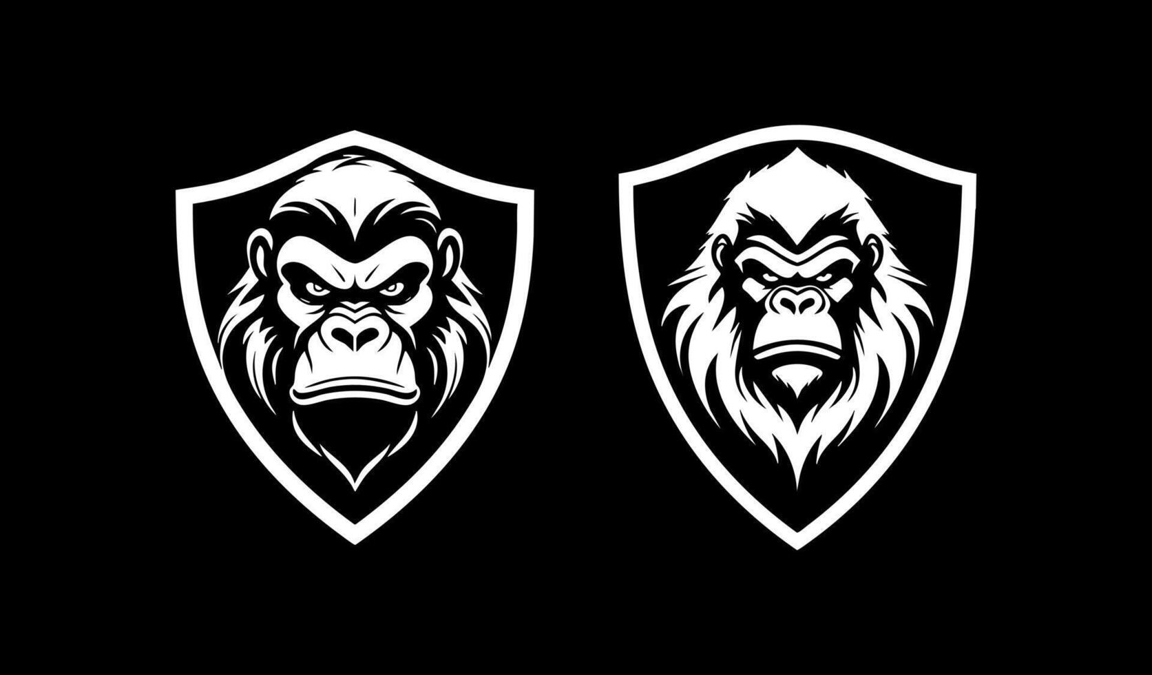 Gorilla angry in shield vector
