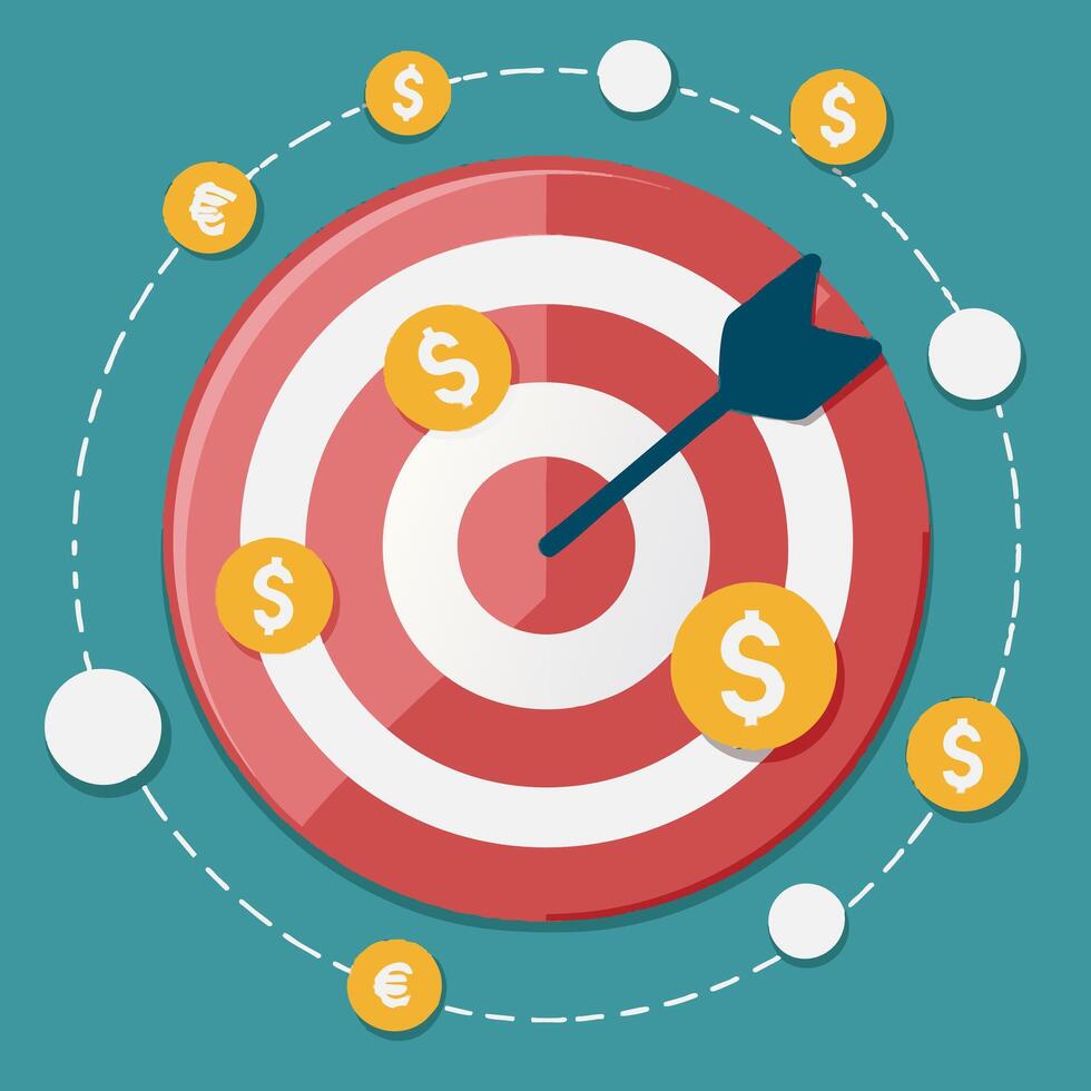 target with financial symbols such as savings vector