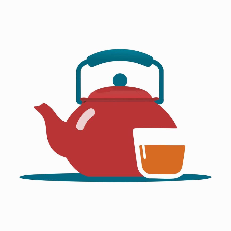 Tea pot with Small Glass vector