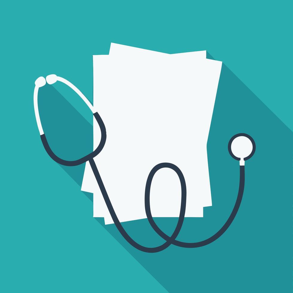 Stethoscope with Documents Cartoon vector