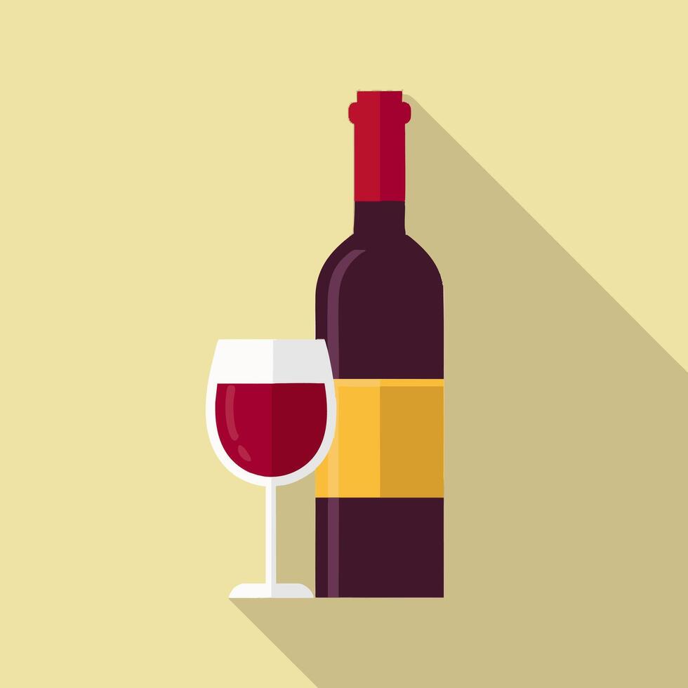 Wine Bottle with Glass vector
