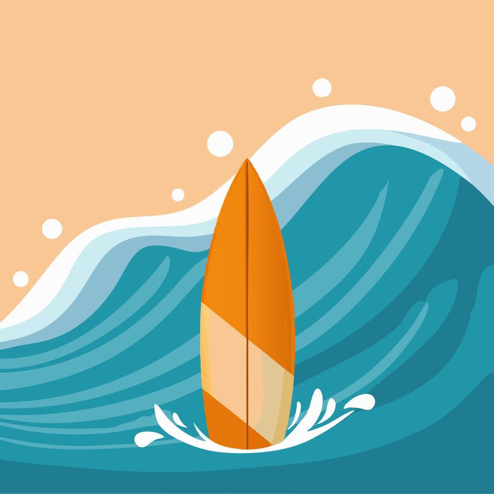 Surfboard with Waves Cartoon vector