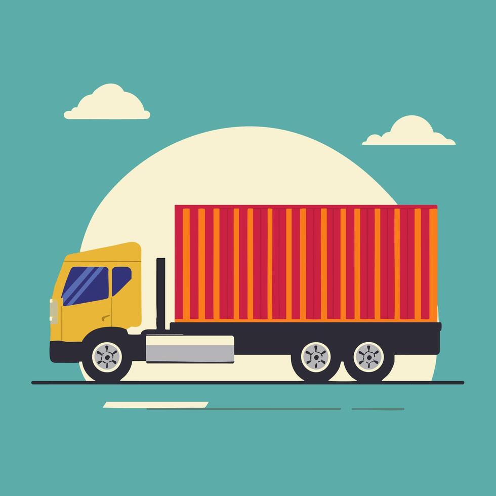 Truck with Container Cartoon vector