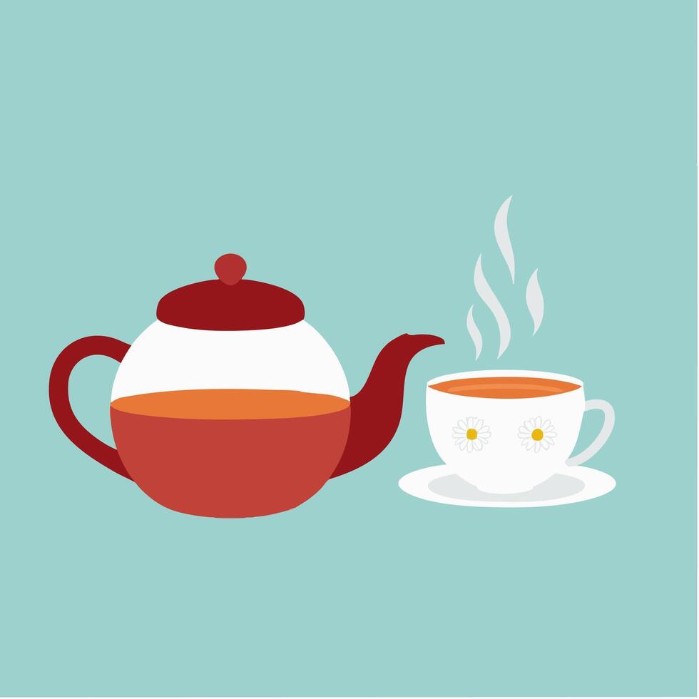 Tea pot with Cup vector