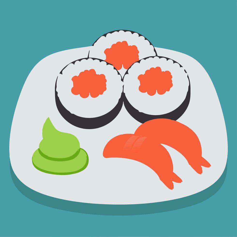 Sushi Plate with Wasabi vector