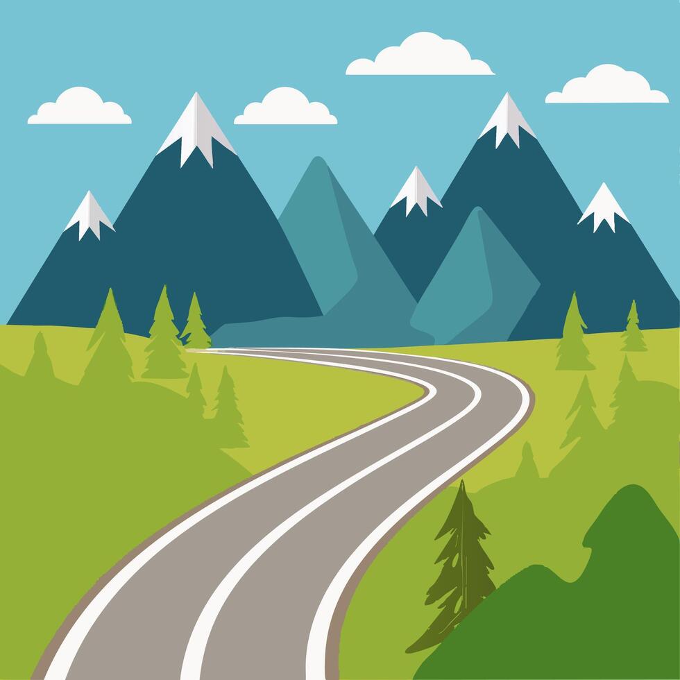 Winding Road in Mountains vector