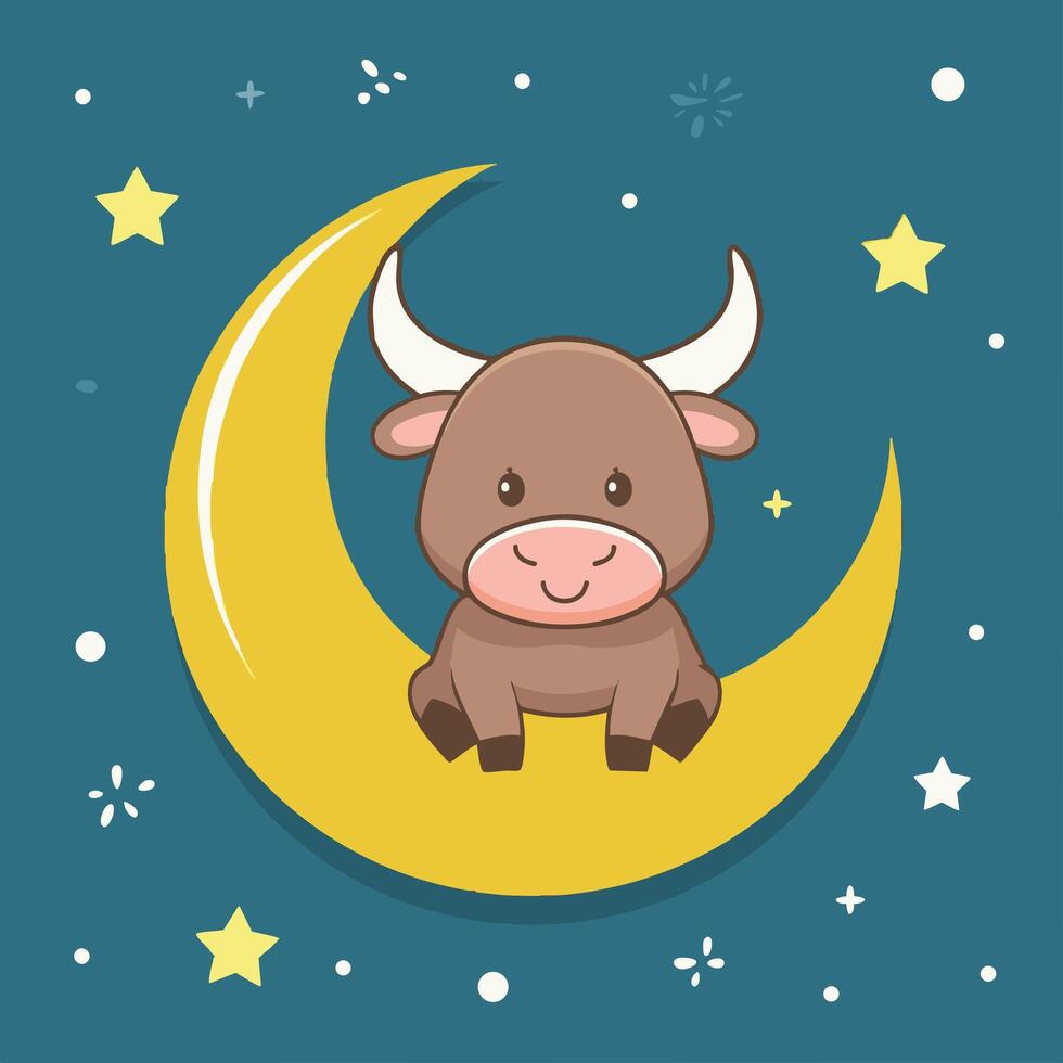 Bull with Crescent Moon vector